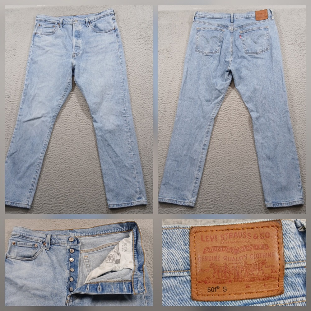 Levi's 501 S Skinny Jeans Light Wash‎ Button Fly Women's Size 33 x 28 EUC